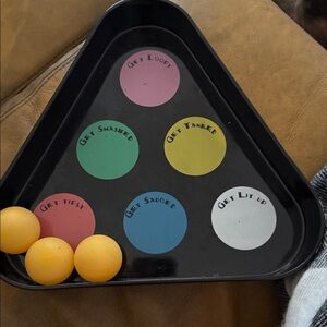 Colorful Beer Pong Set with Tray one is broken